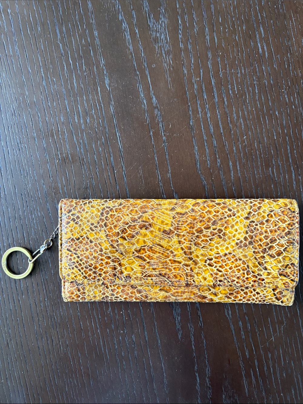 HOBO Yellow Brown Snakeskin-Texture Wallet